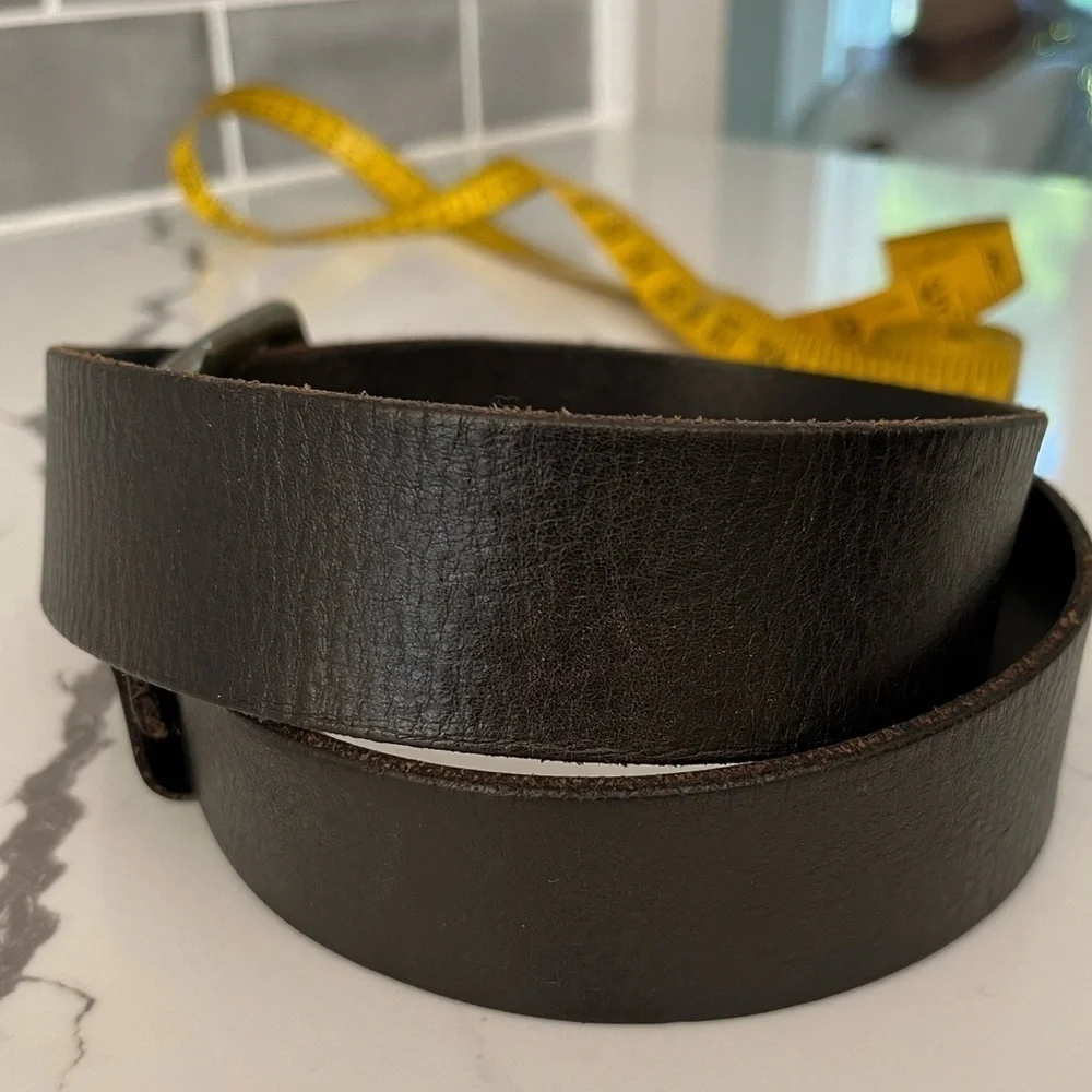 Fossil Genuine Leather Belt Dark Brown Matte Silvertone Buckle Size 34